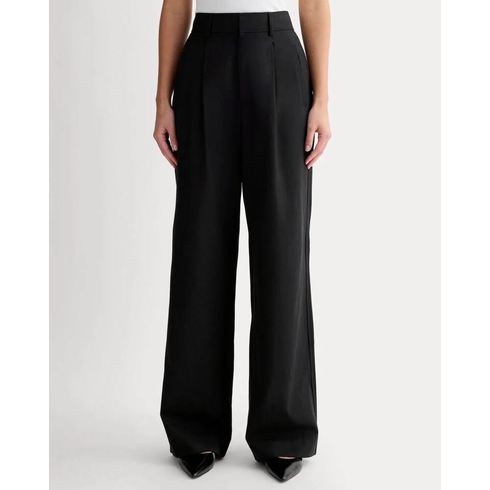 NWT Everlane The Draper Pleated Wide-Leg Pant In Buttersmooth Black Size 6 - Picture 1 of 10